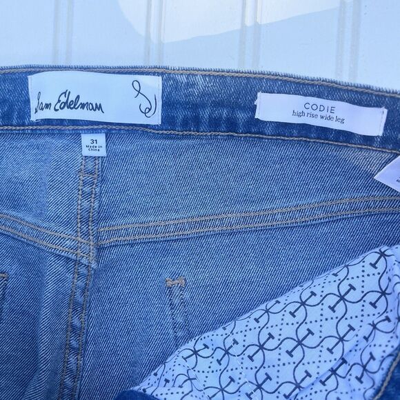 Sam Edelman Blue Jeans Size 31 Cody High Rise Wide Leg Side Detail - Picture 4 of 8